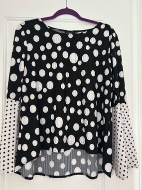 Mixed-Polka Dot Black & White Blouse by Andria Lieu